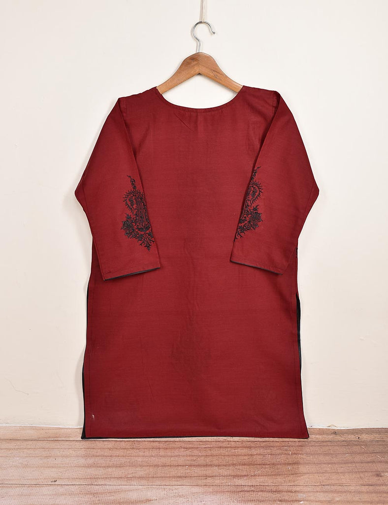 Cotton Embroidered Stitched Kurti - Camellia (TS-031E-Maroon)