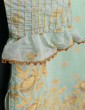 Khaddi Cotton Embroidered Kurti - Chromatic Gold (TIE-03-Sea Green)