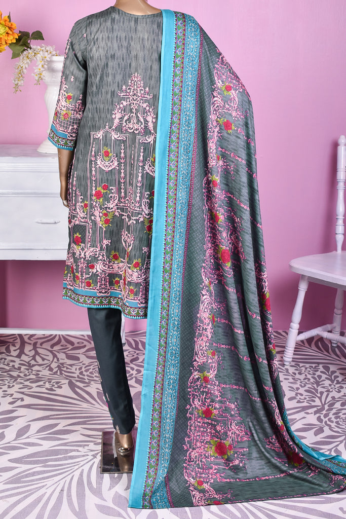 3 Pc Unstitched Embroidered Lawn Dress with Lawn Printed Dupatta & Embroidered Cotton Trouser - Citrine (ZLE-6A)