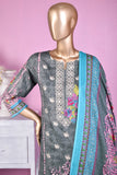 3 Pc Unstitched Embroidered Lawn Dress with Lawn Printed Dupatta & Embroidered Cotton Trouser - Citrine (ZLE-6A)