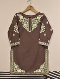 Cotton Embroidered Stitched Kurti - Cosmic Ray (T20-050B-Brown)