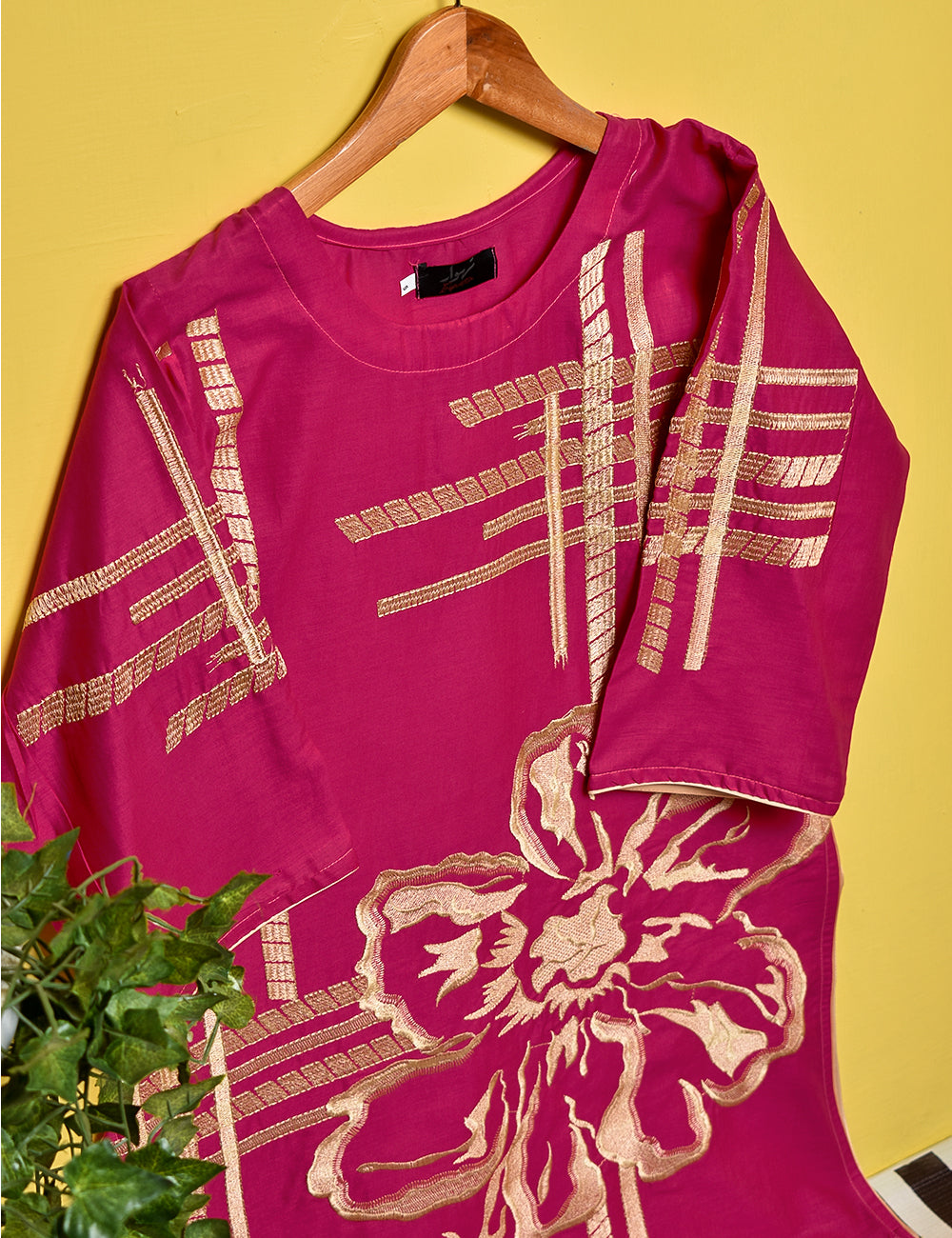 Cotton Embroidered Stitched Kurti - Dianthus (TS-002A-Fuchsia)