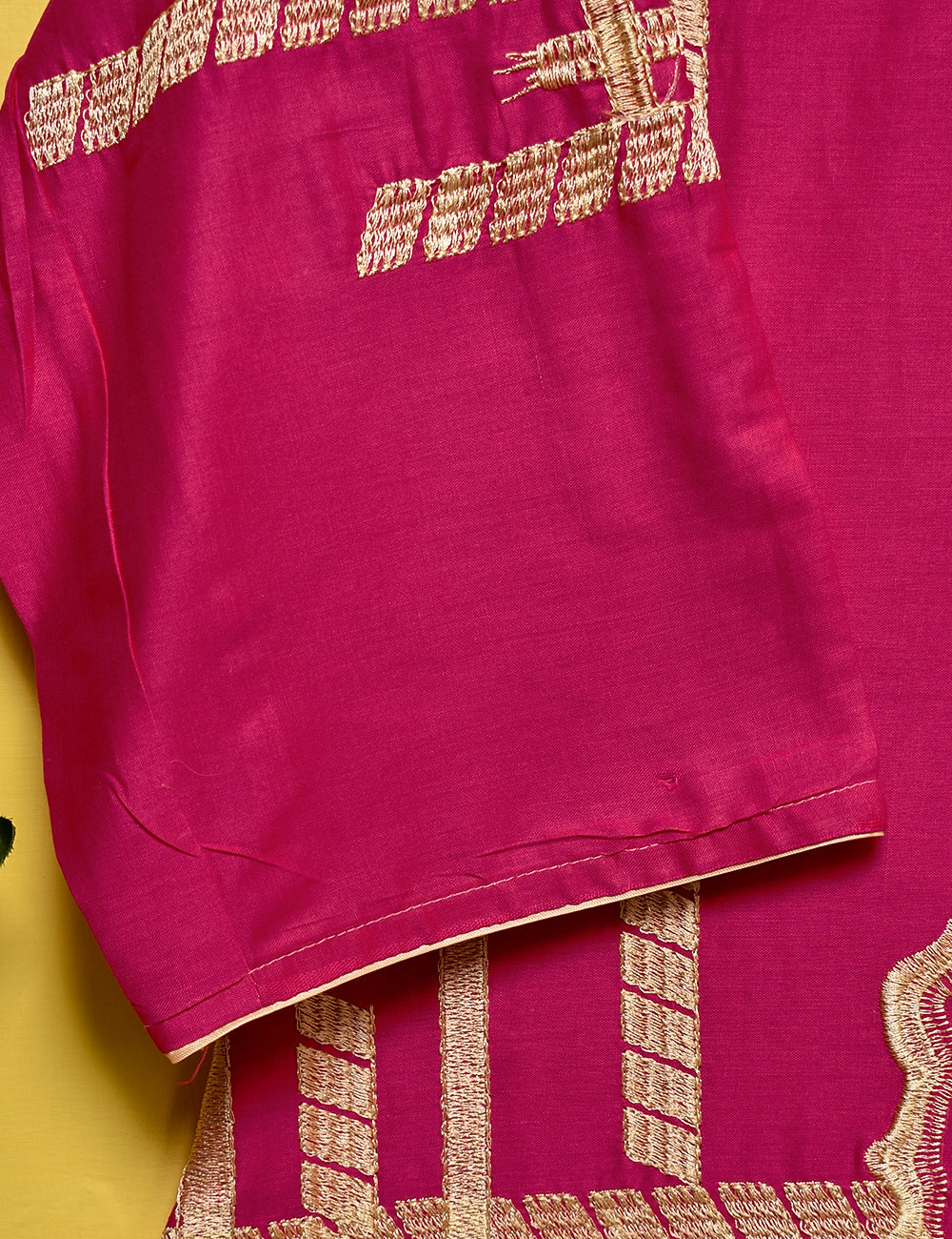 Cotton Embroidered Stitched Kurti - Dianthus (TS-002A-Fuchsia)