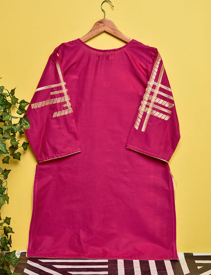 Cotton Embroidered Stitched Kurti - Dianthus (TS-002A-Fuchsia)