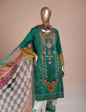 3 Pc Unstitched Lawn Embroidered Dress with Chiffon Dupatta - Divine Gold (EC-1A)