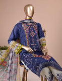 3 Pc Unstitched Lawn Embroidered Dress with Chiffon Dupatta - Divine Gold (EC-1B)