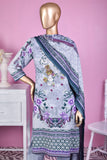 3 Pc Unstitched Embroidered Lawn Dress with Lawn Printed Dupatta & Embroidered Cotton Trouser - Daisy (ZLE-5A)