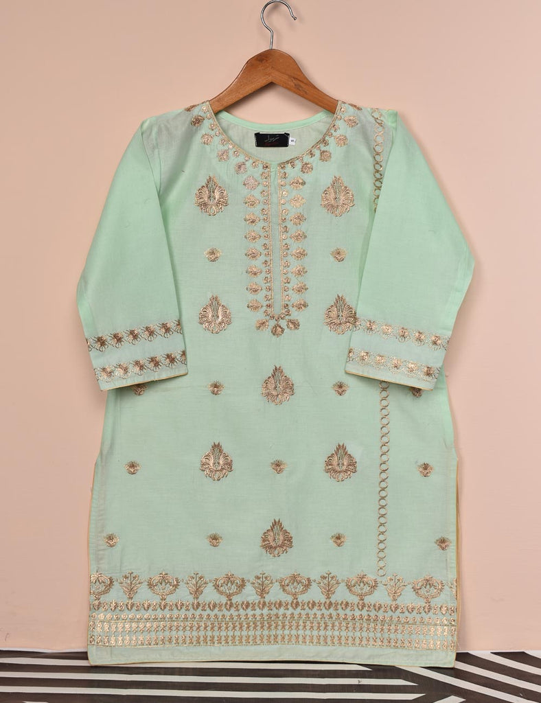 Cotton Embroidered Stitched Kurti - Dazzling Daisy (T20-046A-AquaGreen)