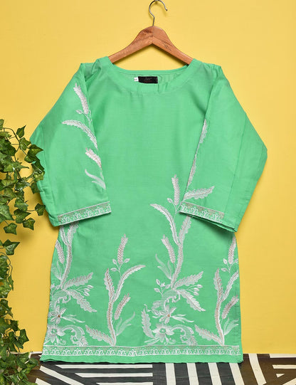 Cotton Embroidered Stitched Kurti - Dazzling Freesia (TS-005A-LightGreen)