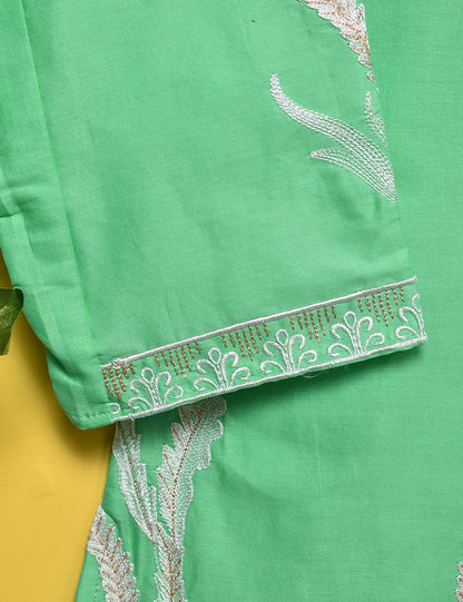 Cotton Embroidered Stitched Kurti - Dazzling Freesia (TS-005A-LightGreen)