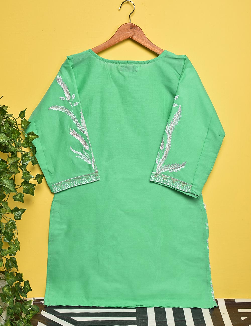 Cotton Embroidered Stitched Kurti - Dazzling Freesia (TS-005A-LightGreen)