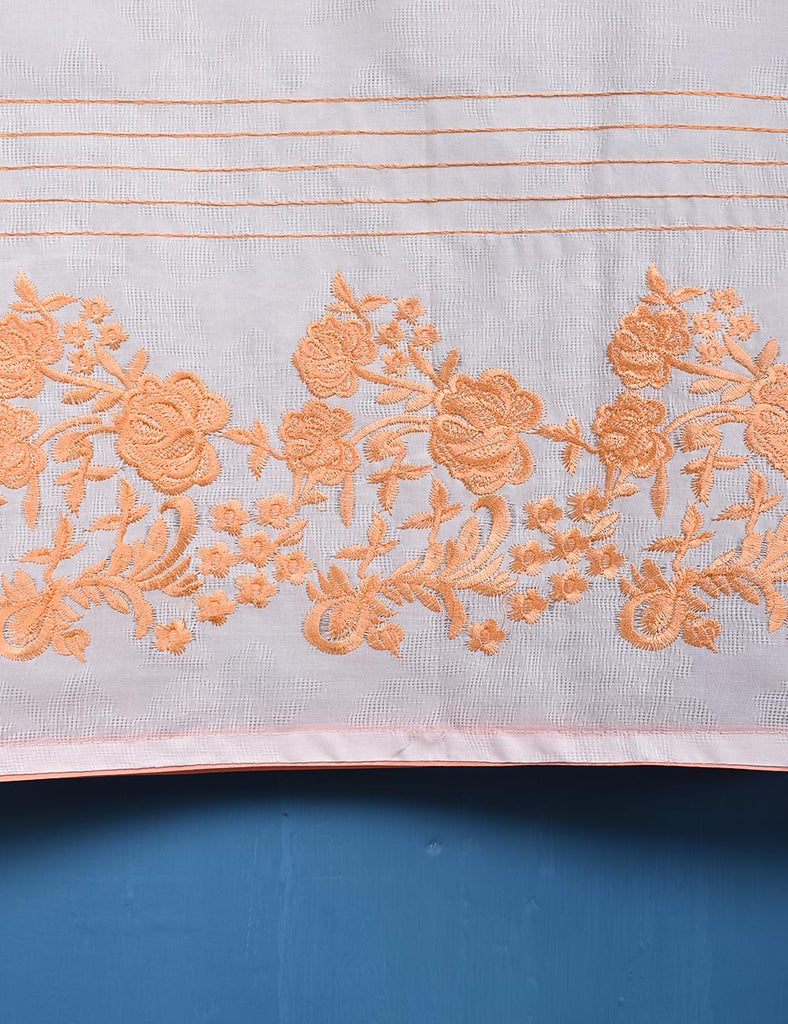 Cotton Embroidered Stitched Kurti - Delicacia (TS-050B-White)