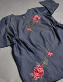 Denim Embroidered Stitched Kurti - Denim Appeal (T20-035-NavyBlue)