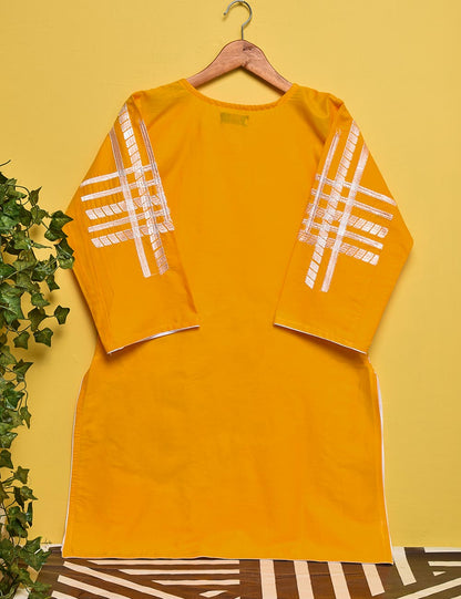 Cotton Embroidered Stitched Kurti - Dianthus (TS-002B-Yellow)