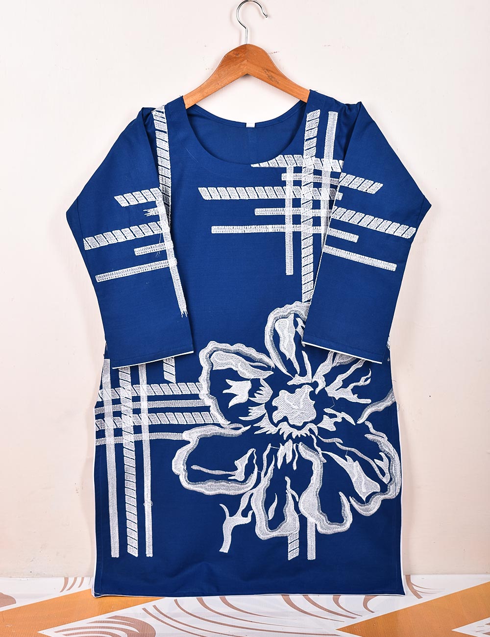 Cotton Embroidered Stitched Kurti - Dianthus (TS-002C-Blue)