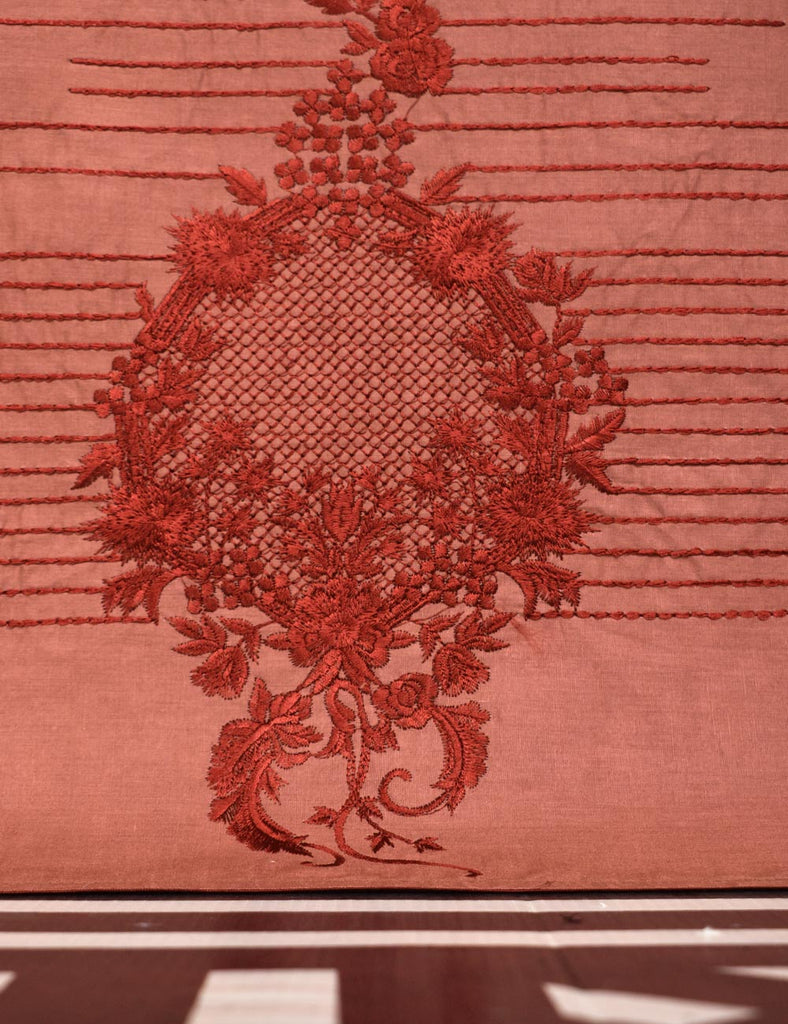 Cotton Embroidered Stitched Kurti - Elegant Hibiscus (T20-061A-Blush)