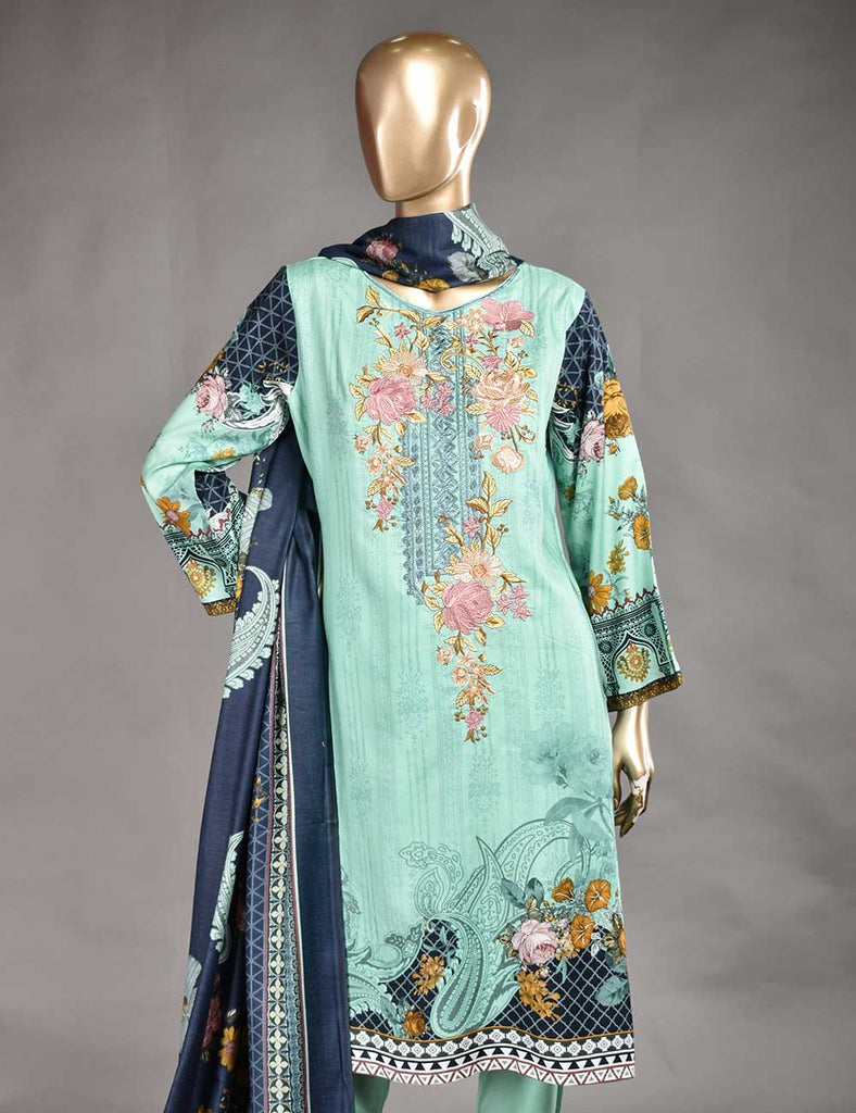 3 Pc Unstitched Linen Printed & Embroidered Dress with Printed Wool Shawl Dupatta - Empyrean (KL-03)