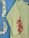 Cotton Embroidered Stitched Kurti - Ephemeral Shine (TS-051A-Green)