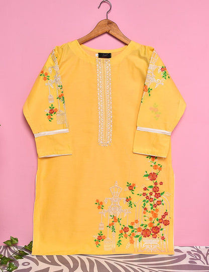 Cotton Embroidered Stitched Kurti - Ethnic Beam (TS-027A-Yellow)