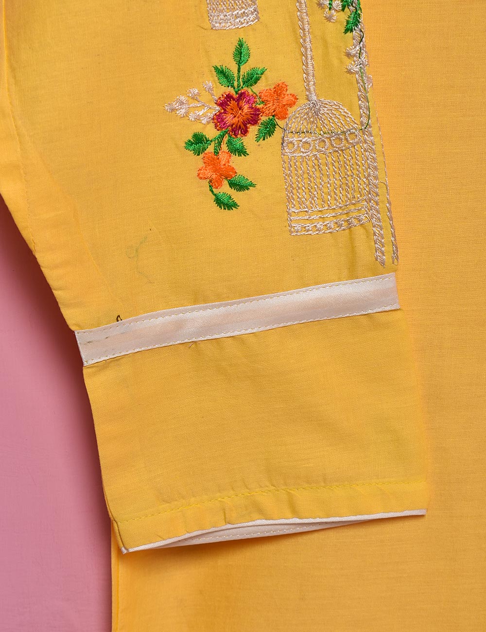 Cotton Embroidered Stitched Kurti - Ethnic Beam (TS-027A-Yellow)