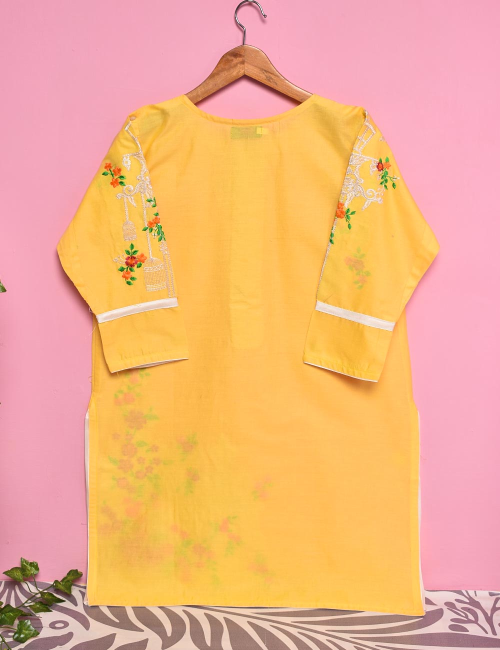 Cotton Embroidered Stitched Kurti - Ethnic Beam (TS-027A-Yellow)