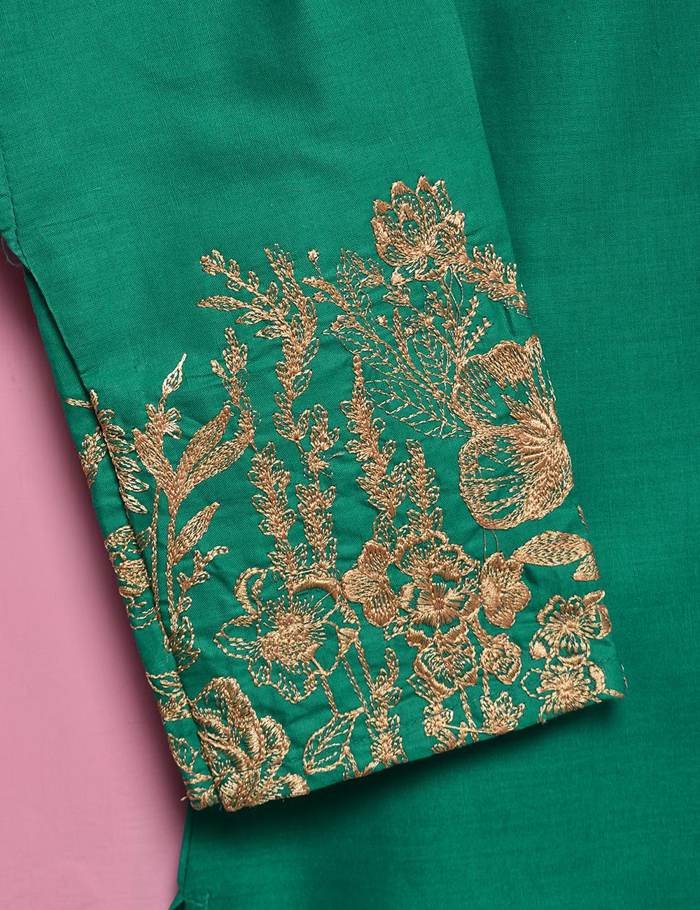 Cotton Embroidered Stitched Kurti - Exotic Forest (TS-025C-SeaGreen)