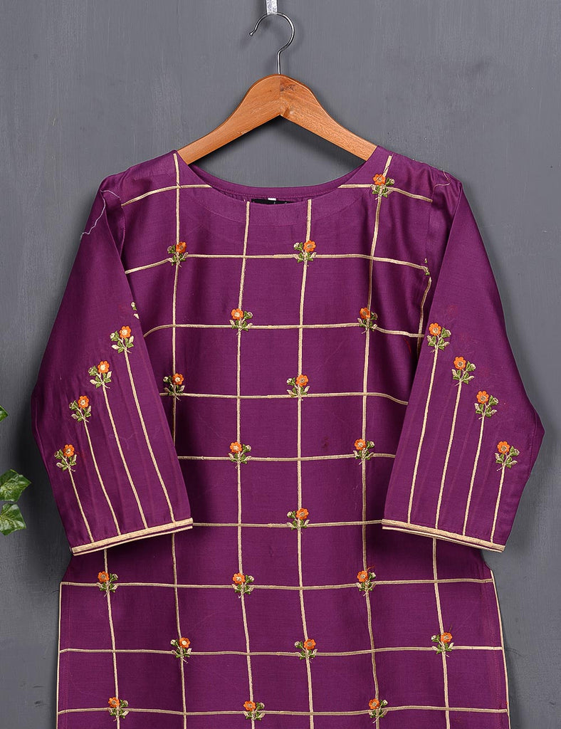 Cotton Embroidered Kurti - Exotic Web (T20-013-Purple)