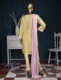 3 Pc Printed and Embroidered Cotton Dress with Embroidered Chiffon Dupatta - Eyebrow (CE-2A-Lemon)