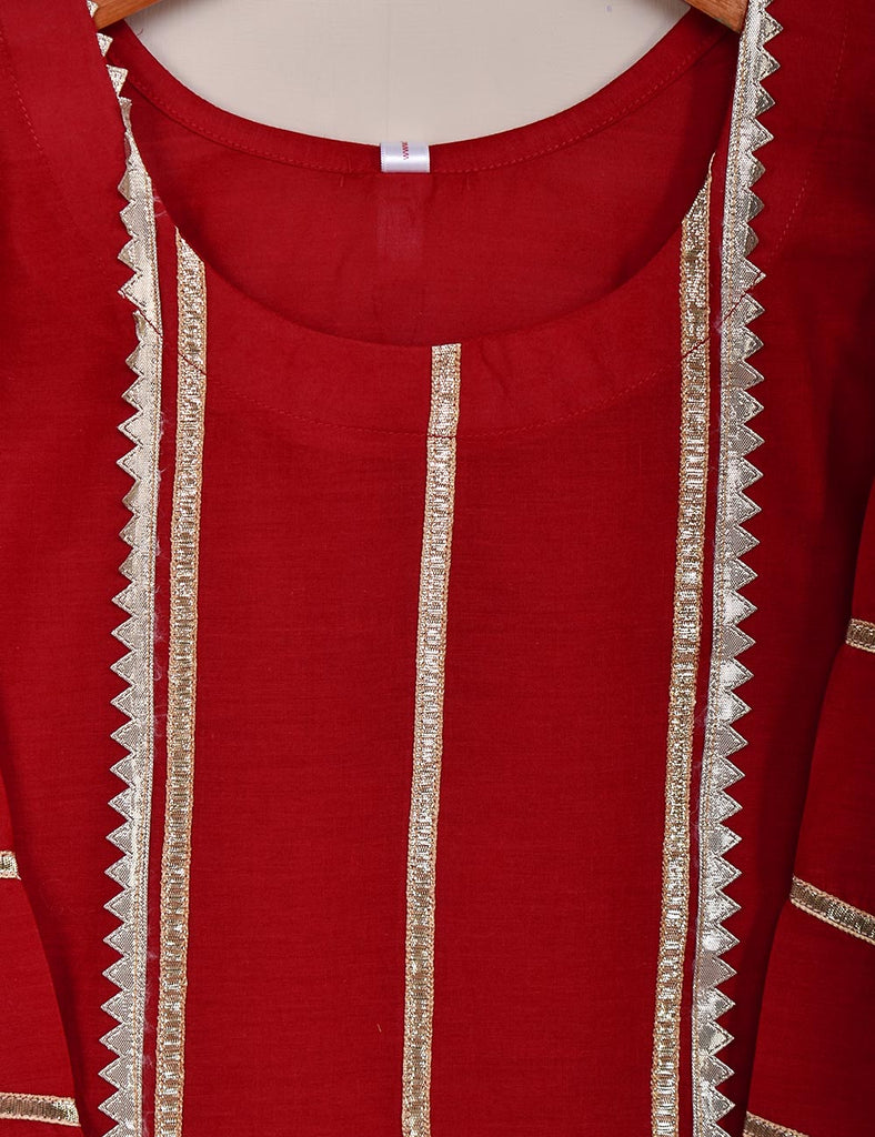 2Pc Stitched Cotton Gota Work Dress - Felicity (STP-001C)