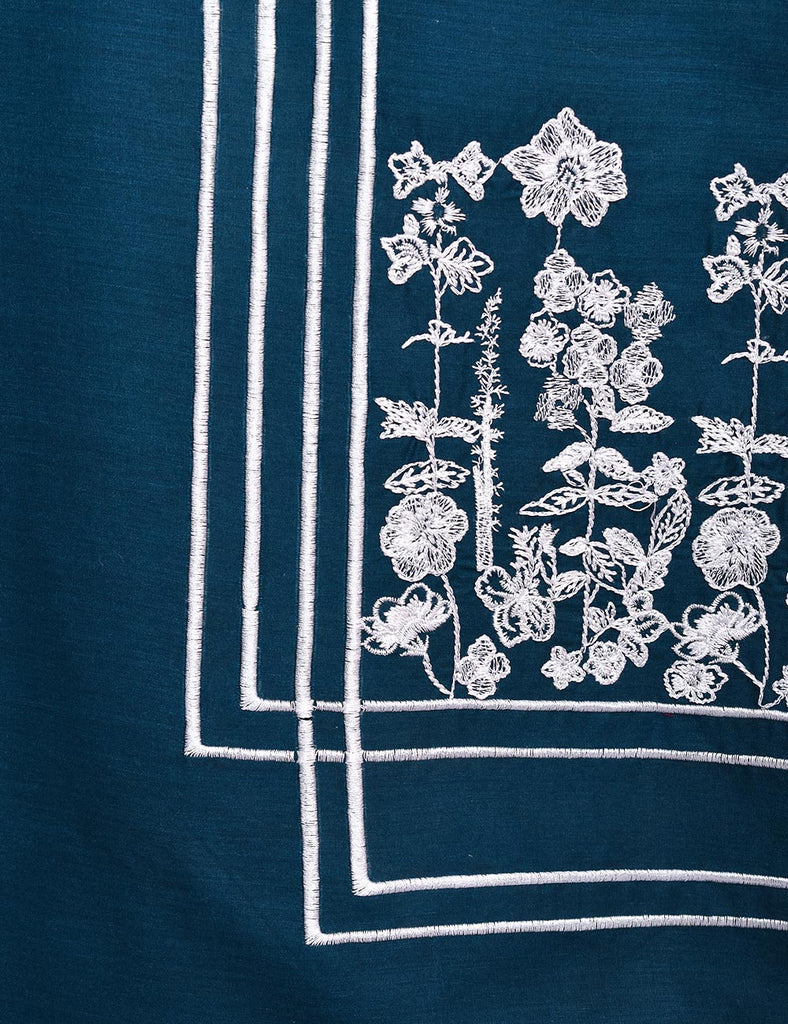 Cotton Embroidered Stitched Kurti - Figwort (TS-036C-Turquoise)