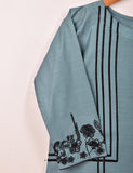 Cotton Embroidered Stitched Kurti - Figwort (TS-036D-BluishGrey)