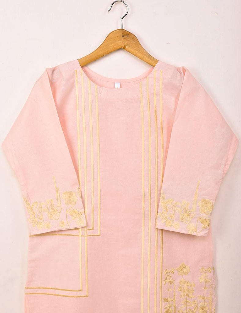 Cotton Embroidered Stitched Kurti - Figwort (TS-036E-Pink)