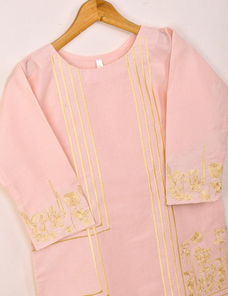 Cotton Embroidered Stitched Kurti - Figwort (TS-036E-Pink)
