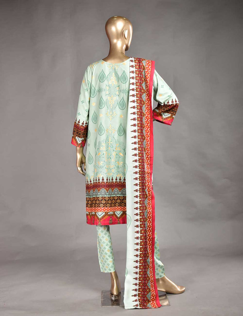 3 Pc Unstitched Linen Printed & Embroidered Dress with Printed Wool Shawl Dupatta - Flash (KL-01)