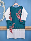 Cotton Embroidered Stitched Kurti - Floral Art (TS-049B-Turquoise)