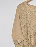 Sequence Embroidered Cotton Net Stitched Kurti- Foliage (T20-053A-SkinBlue)