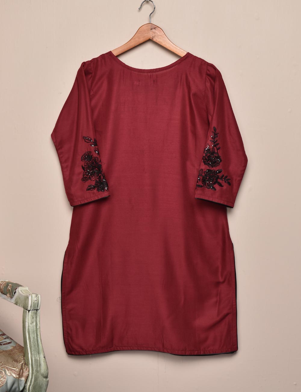 Tehwaar Winter Linen Embroidered Stitched Kurti - Foliage (TW-05A-Maroon)