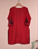 Tehwaar Winter Linen Embroidered Stitched Kurti - Foliage (TW-05C-Red)