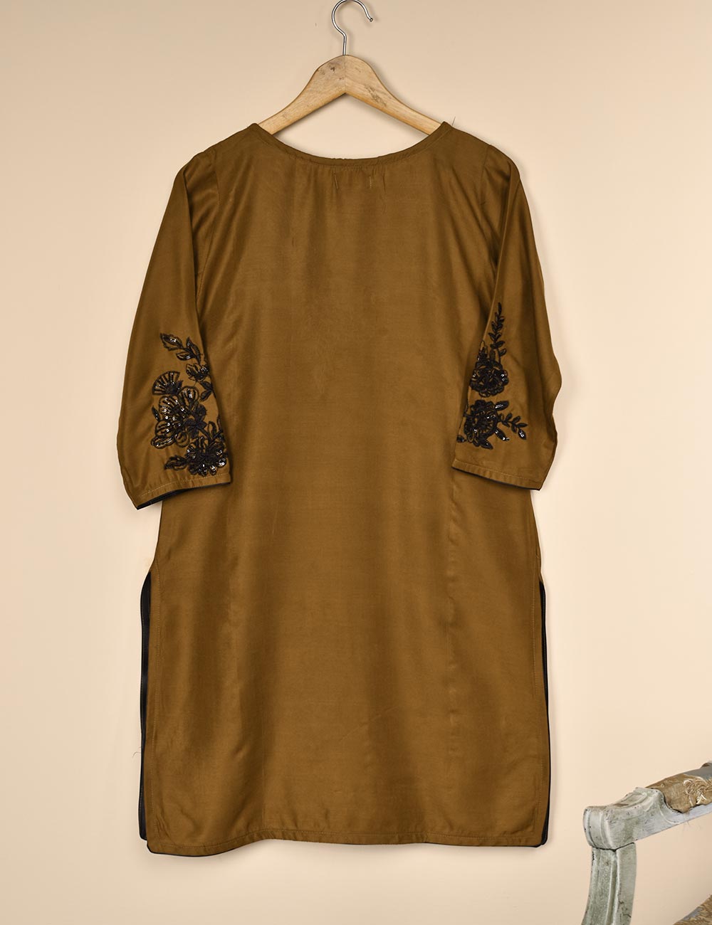 Tehwaar Winter Linen Embroidered Stitched Kurti - Foliage (TW-05G-Brown)