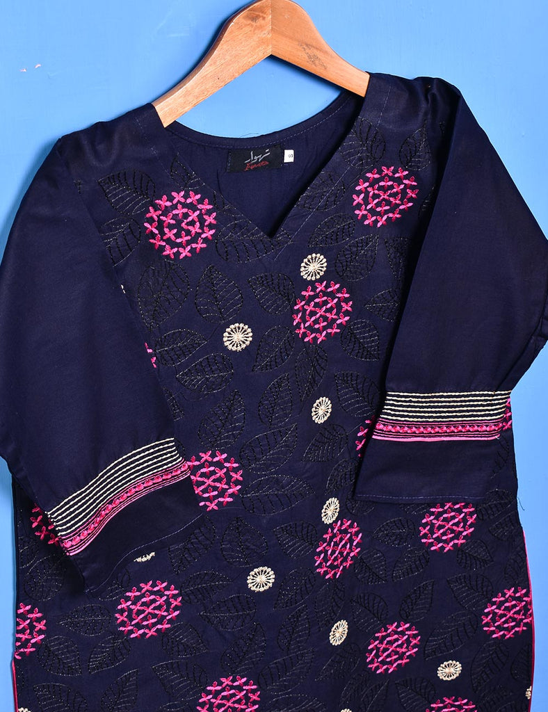 Cotton Embroidered Stitched Kurti - Foliole (TS-033B-DarkPurple)