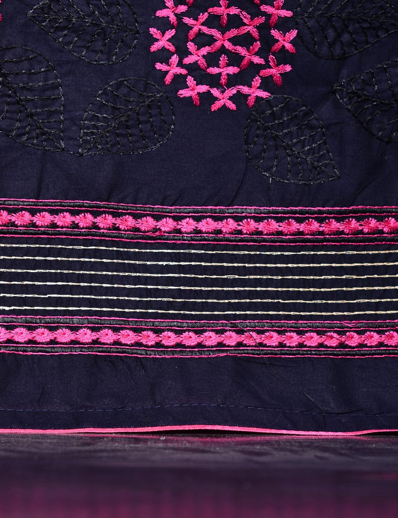 Cotton Embroidered Stitched Kurti - Foliole (TS-033B-DarkPurple)