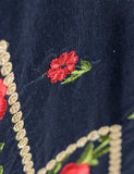 Khaddi Cotton Embroidered Kurti - Folksy bloom (TIE-05-Navy Blue)