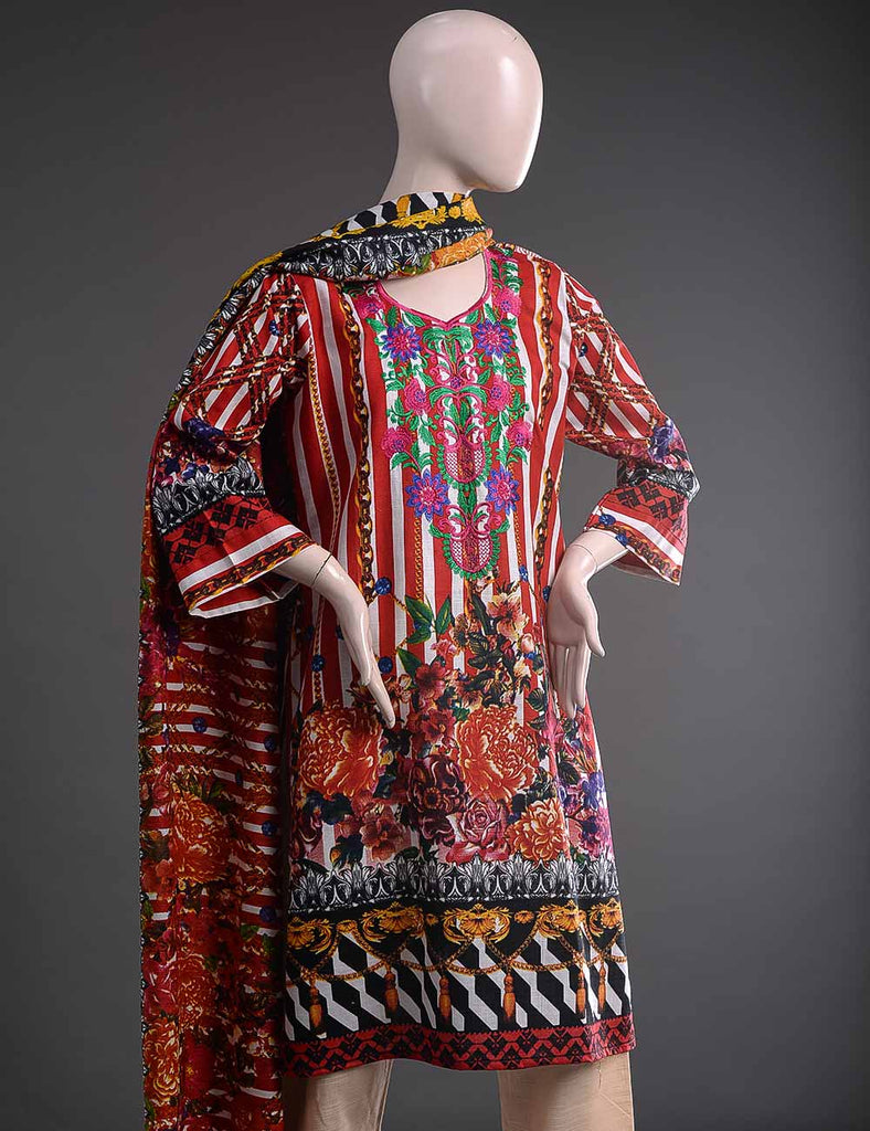 GK-4B - Graceful Heritage  |  Unstitched Printed & Embroidered Khaddar Dress