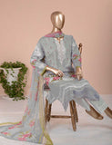 3 Pc Unstitched Lawn Embroidered Dress with Chiffon Dupatta - Gorgeous Fluke (EC-3B)