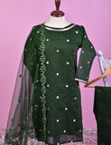 3PC Paper Cotton Stitched Embroidered Dress With Net Embroidered Dupatta  - Gracious (RTW-15-Green)