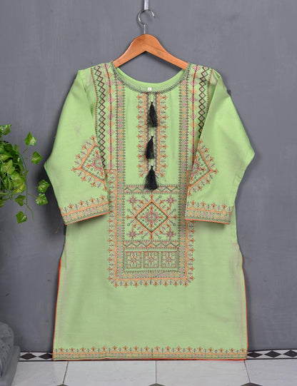 Cotton Embroidered Kurti - Insignia (T20-020-LightGreen)