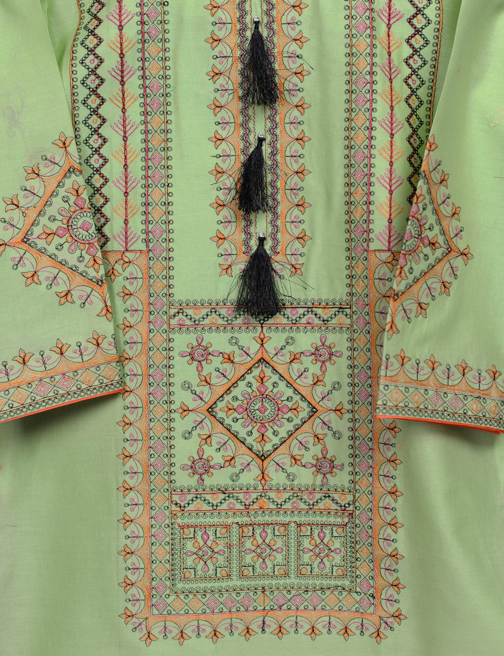 Cotton Embroidered Kurti - Insignia (T20-020-LightGreen)