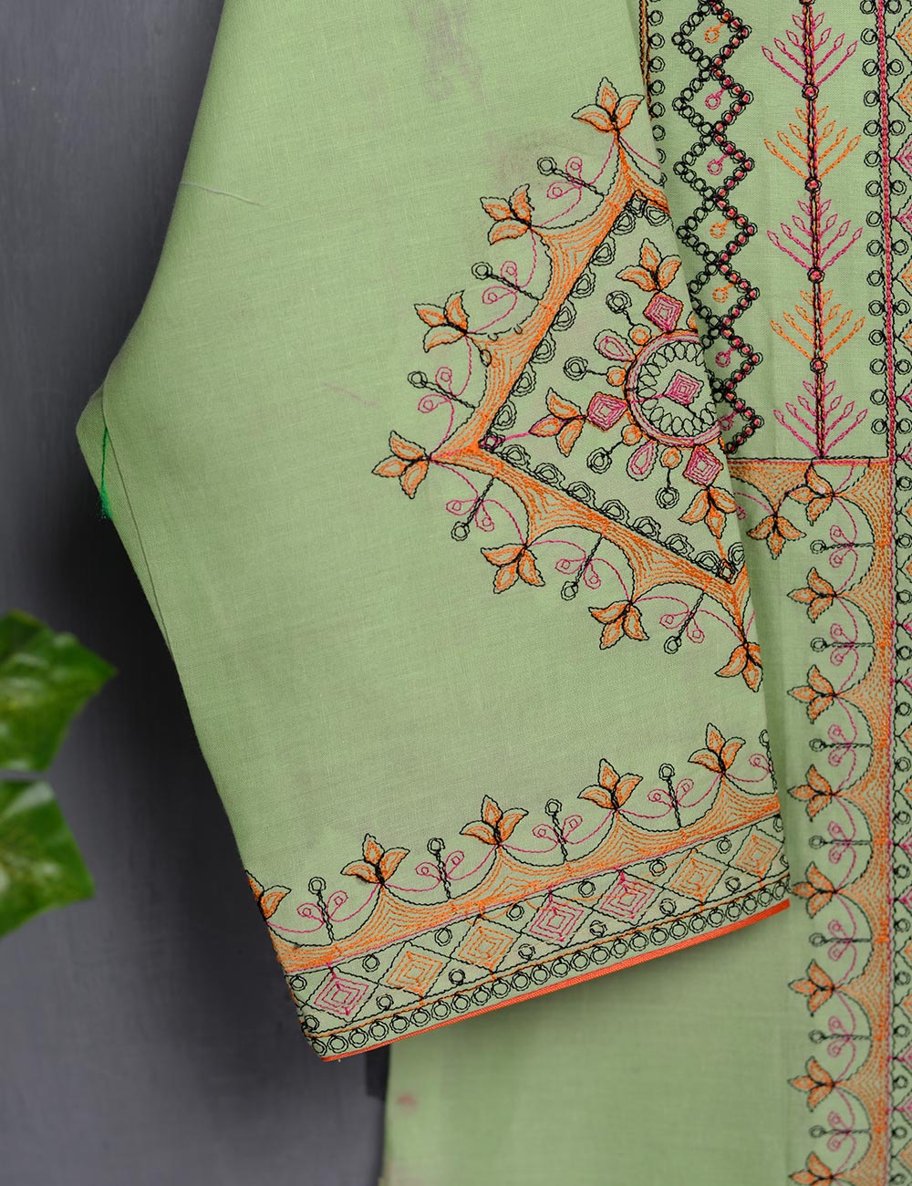 Cotton Embroidered Kurti - Insignia (T20-020-LightGreen)