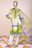 3 Pc Unstitched Embroidered Lawn Dress with Chiffon Printed Dupatta - Rustic Minds (JEL-07)