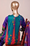 3 Pc Unstitched Embroidered Lawn Dress with Chiffon Printed Dupatta - Smoky Sky (JEL-02)